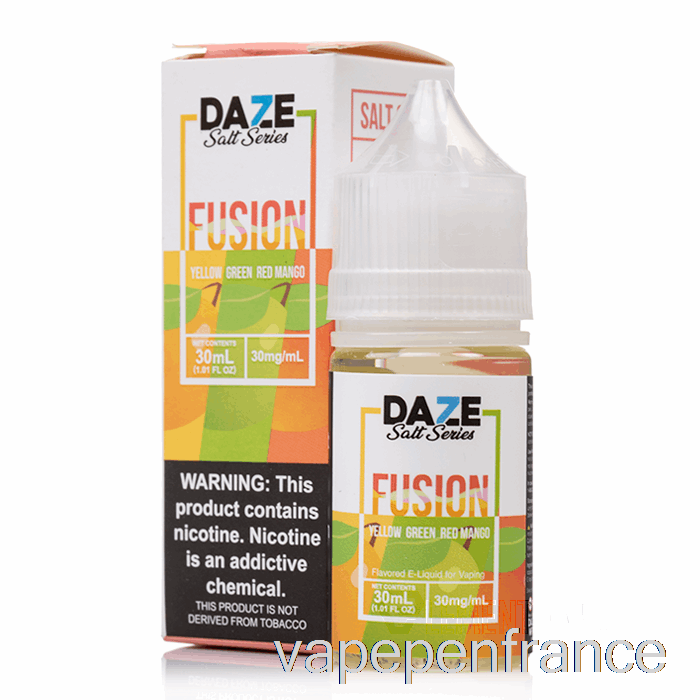 Mangue Jaune Vert Rouge - Sel De Fusion 7 Daze - Stylo Vape 30 Ml 30 Mg